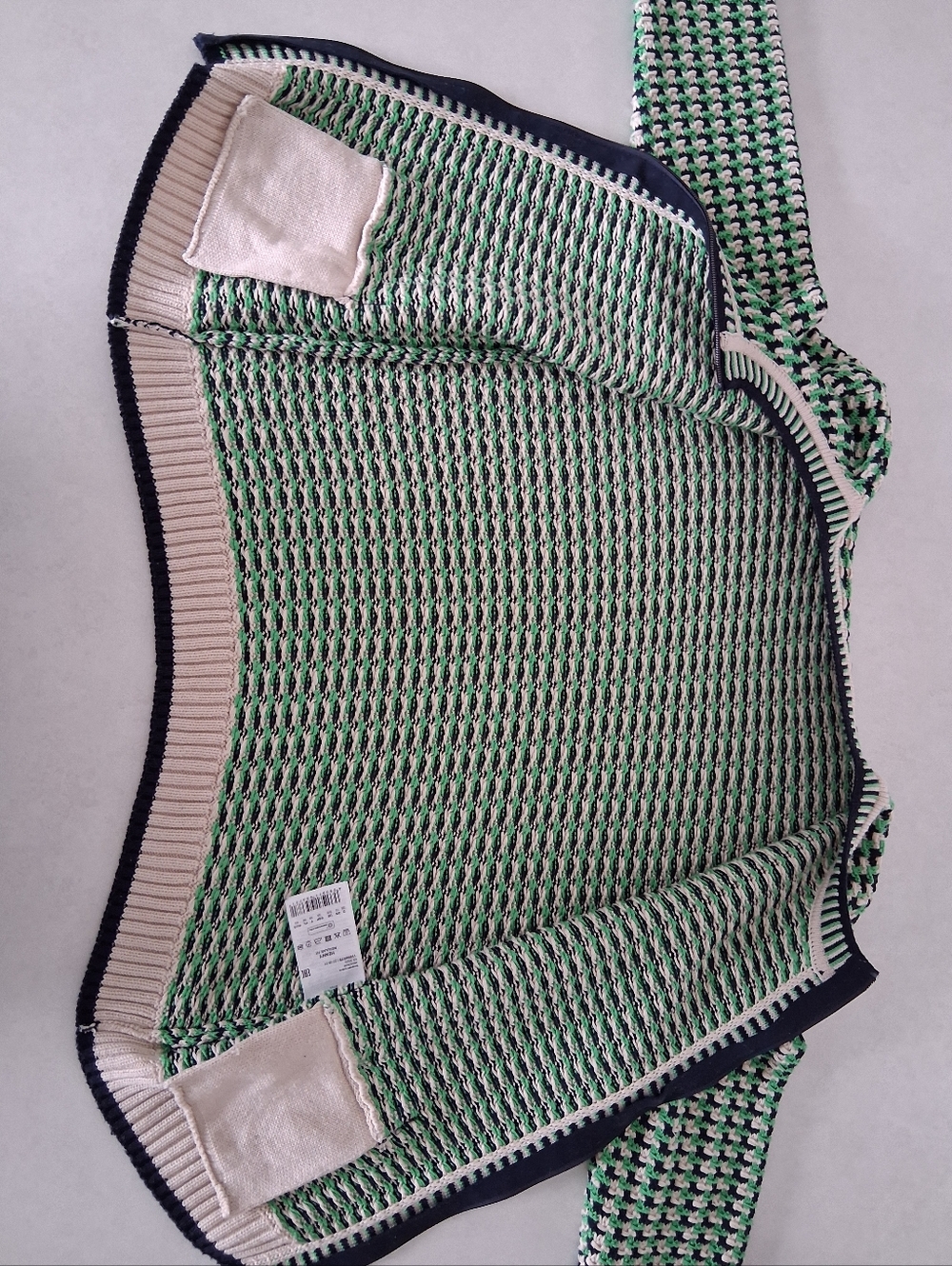 Olsen/ Henny/ Green, Navy, Cream, Knit Zip Cardigan/ Pocketed/ Size US S - Picture 5 of 14